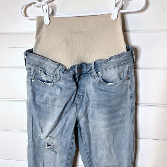 Blanqi Maternity Skinny Jeans Distressed Light Wash Stretch Denim Holes Blue 4 - Picture 3 of 7